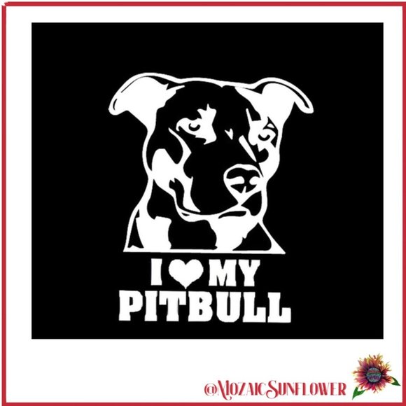 Approx 5" X 5" I Love My Pitbull High Quality Waterproof Vinyl Decal - Picture 1 of 6